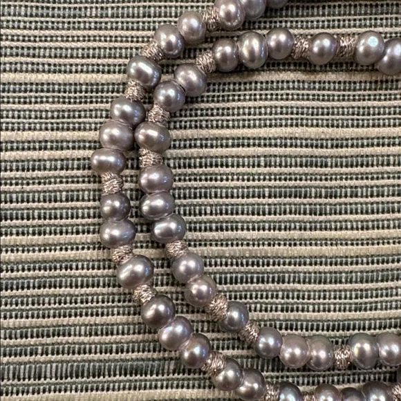 Chan Luu soft grey pearl metallic cord naked wrap adjustable bracelet - Picture 5 of 13